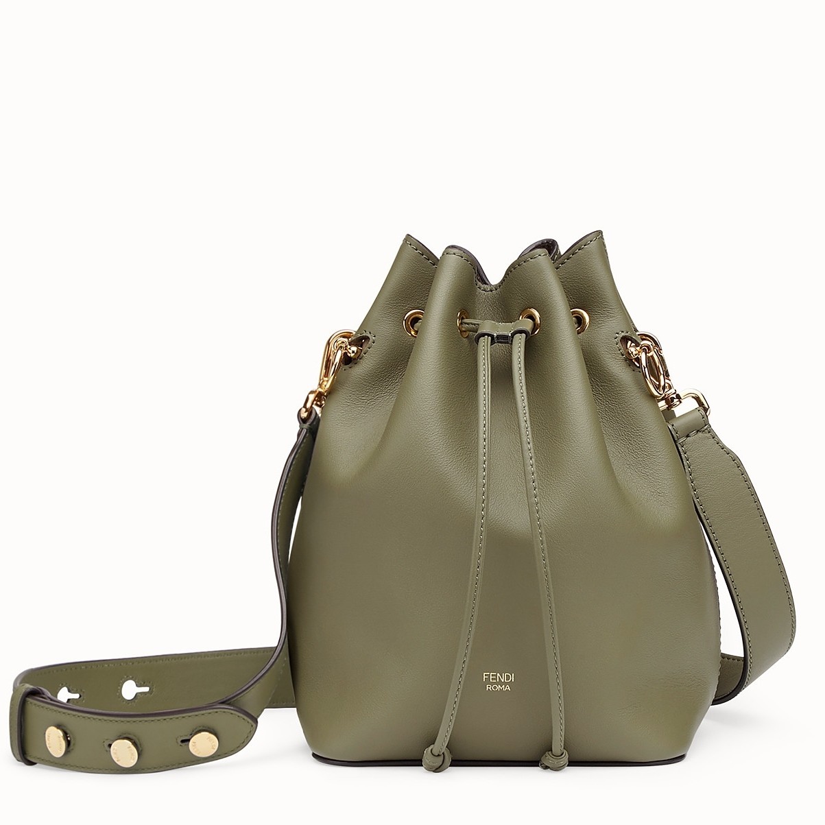 Fendi Small Mon Tresor Bucket Bag In Green Calfskin 774