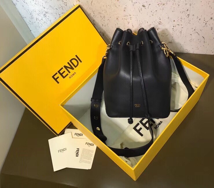 Fendi Small Mon Tresor Bucket Bag In Black Calfskin 810