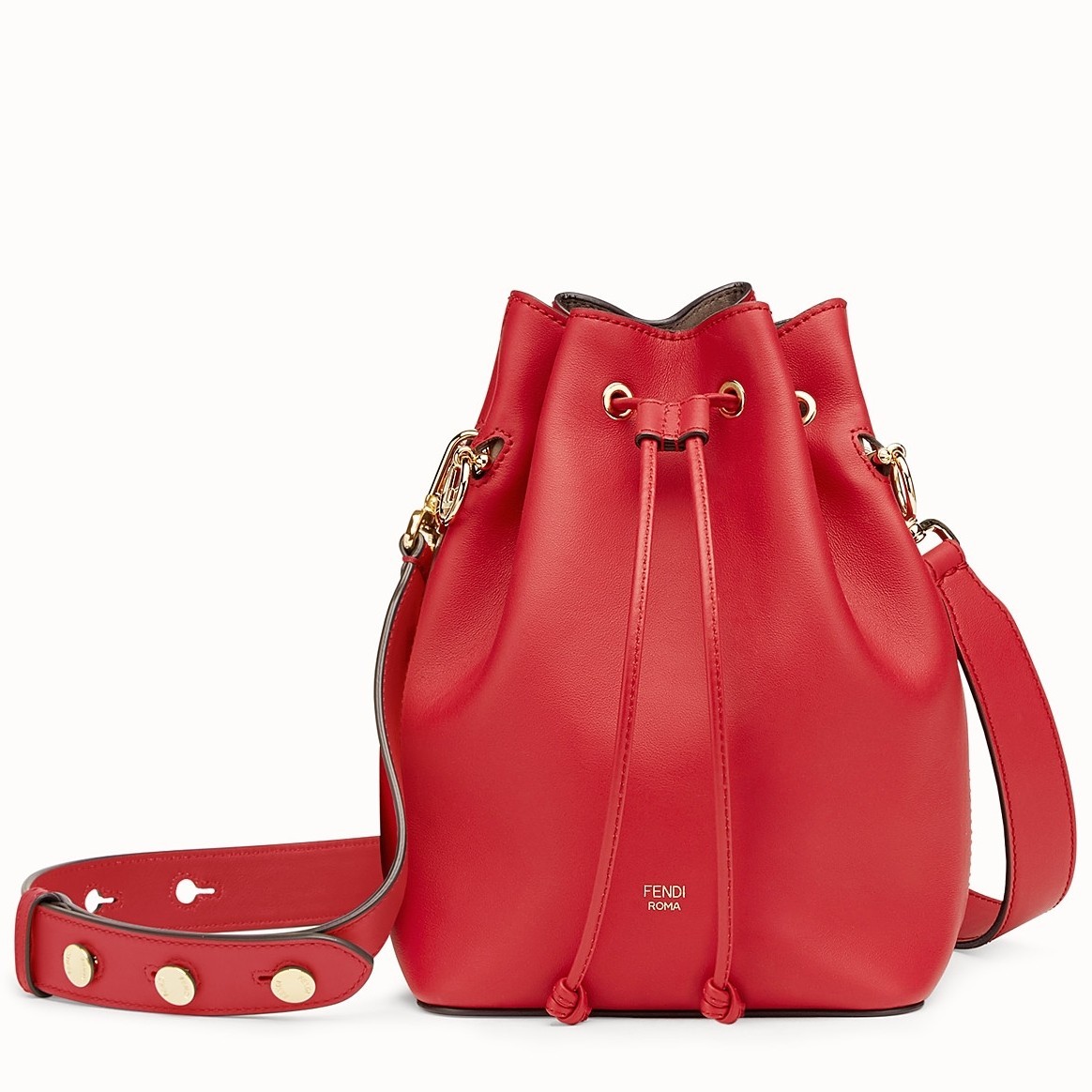 Fendi Small Mon Tresor Bucket Bag In Red Calfskin 846