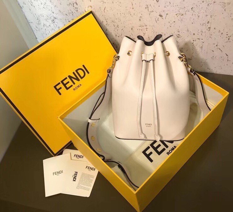 Fendi Small Mon Tresor Bucket Bag In White Calfskin 661