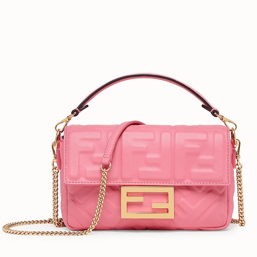 Fendi Pink FF Motif Mini Baguette Bag 125