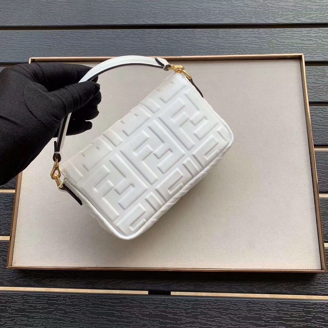 Fendi White FF Motif Mini Baguette Bag 157