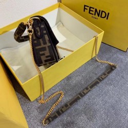 Fendi Mini Baguette Bag In FF Fabric With Black Trim 446