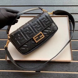 Fendi Black FF Motif Medium Baguette Bag 397