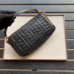 Fendi Black FF Motif Medium Baguette Bag 397