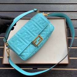 Fendi Pale Blue FF Motif Medium Baguette Bag 425