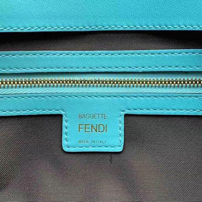 Fendi Pale Blue FF Motif Medium Baguette Bag 425