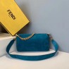 Fendi Medium Baguette Bag In Blue Suede Leather 750