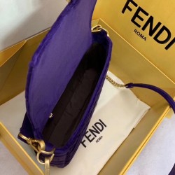 Fendi Purple Velvet FF Motif Medium Baguette Bag 453