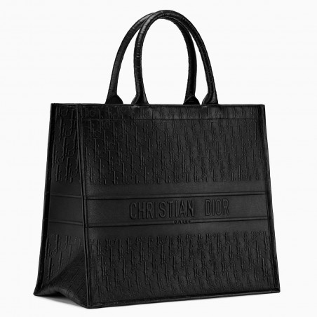 Dior Book Tote Bag In Black Oblique Embossed Calfskin  471