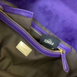 Fendi Purple Velvet FF Motif Medium Baguette Bag 453