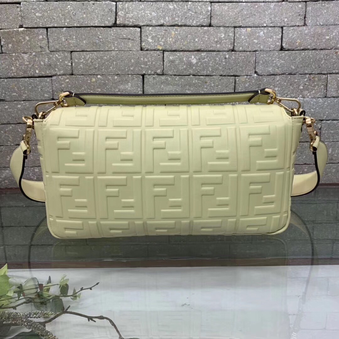 Fendi Beige FF Motif Large Baguette Bag 878