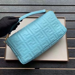 Fendi Pale Blue FF Motif Large Baguette Bag 942