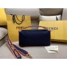 Fendi Large Baguette Bag In Blue Denim With Orange Trim 055