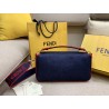 Fendi Large Baguette Bag In Blue Denim With Red Trim 728