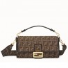 Fendi Baguette Large Bag In FF Fabric With Black Trim 744