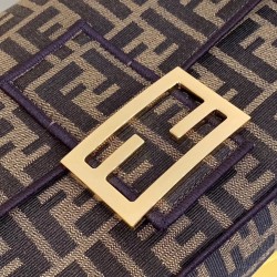 Fendi Baguette Large Bag In FF Fabric With Black Trim 744