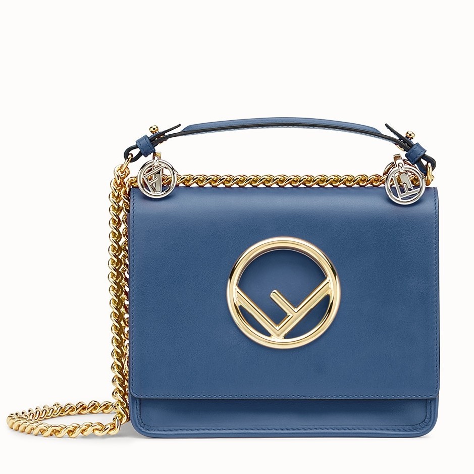 Fendi Small Kan I F Bag In Blue Calfskin 422