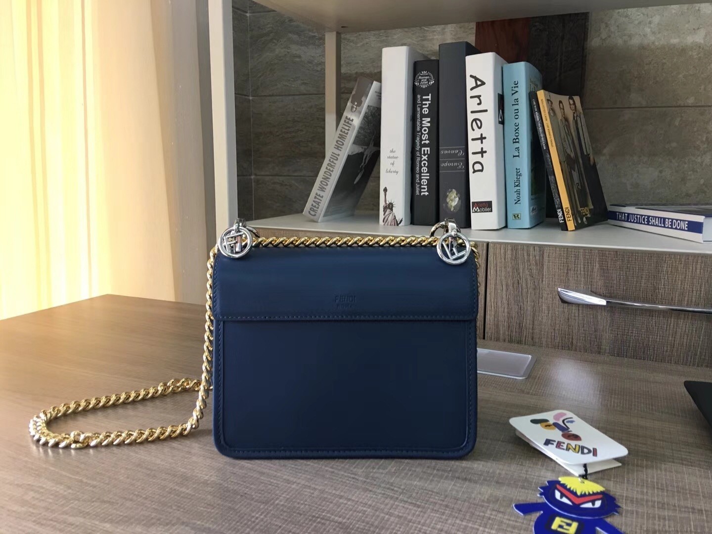 Fendi Small Kan I F Bag In Blue Calfskin 422