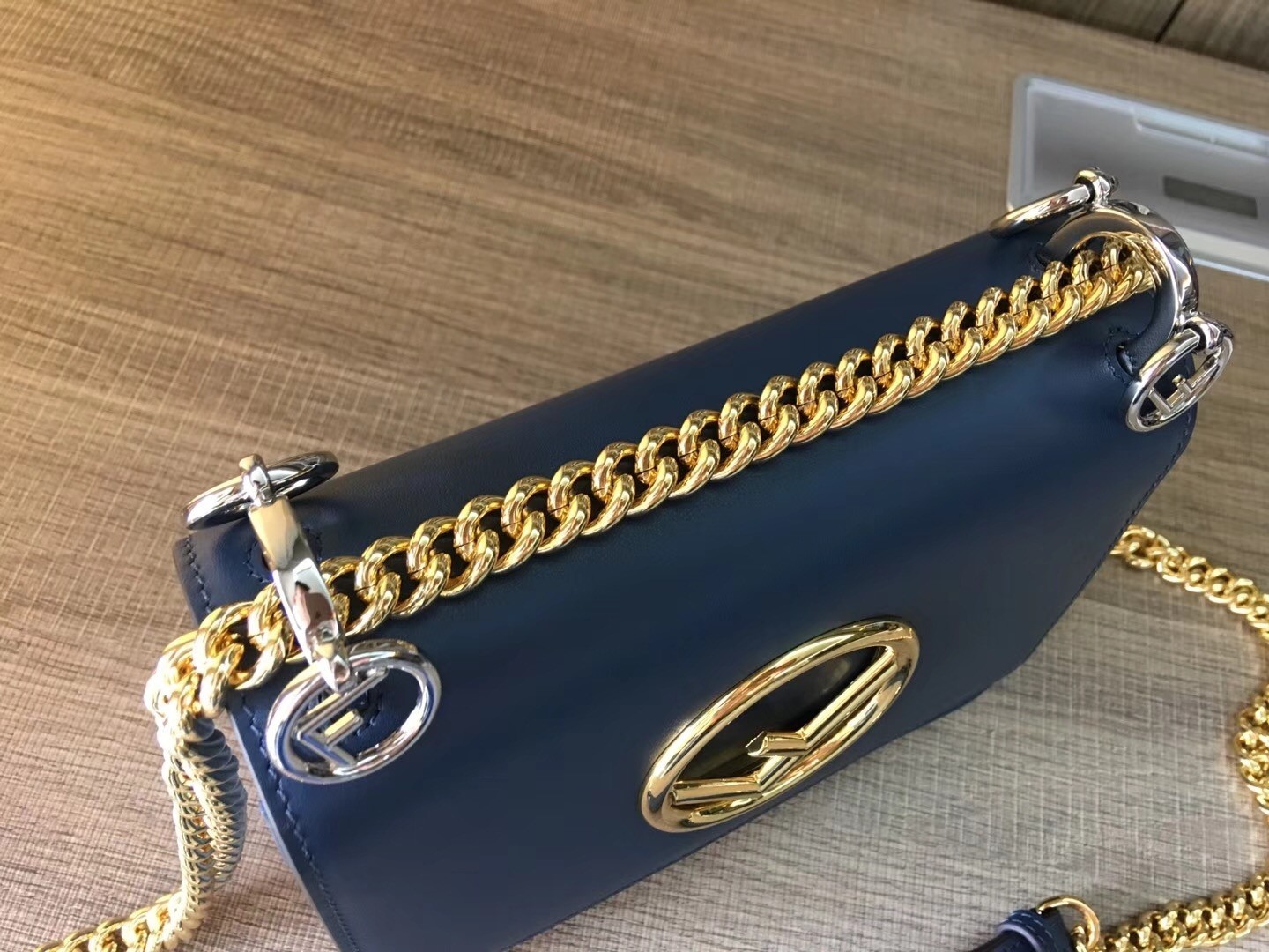 Fendi Small Kan I F Bag In Blue Calfskin 422