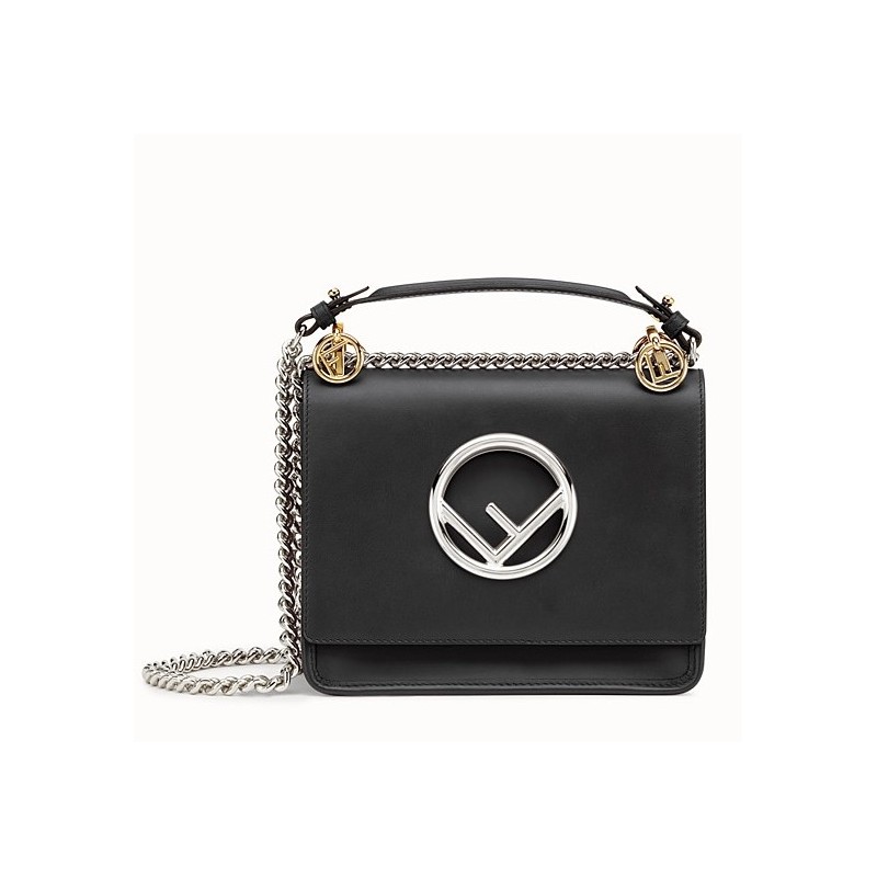 Fendi Small Kan I F Bag In Black Calfskin 442