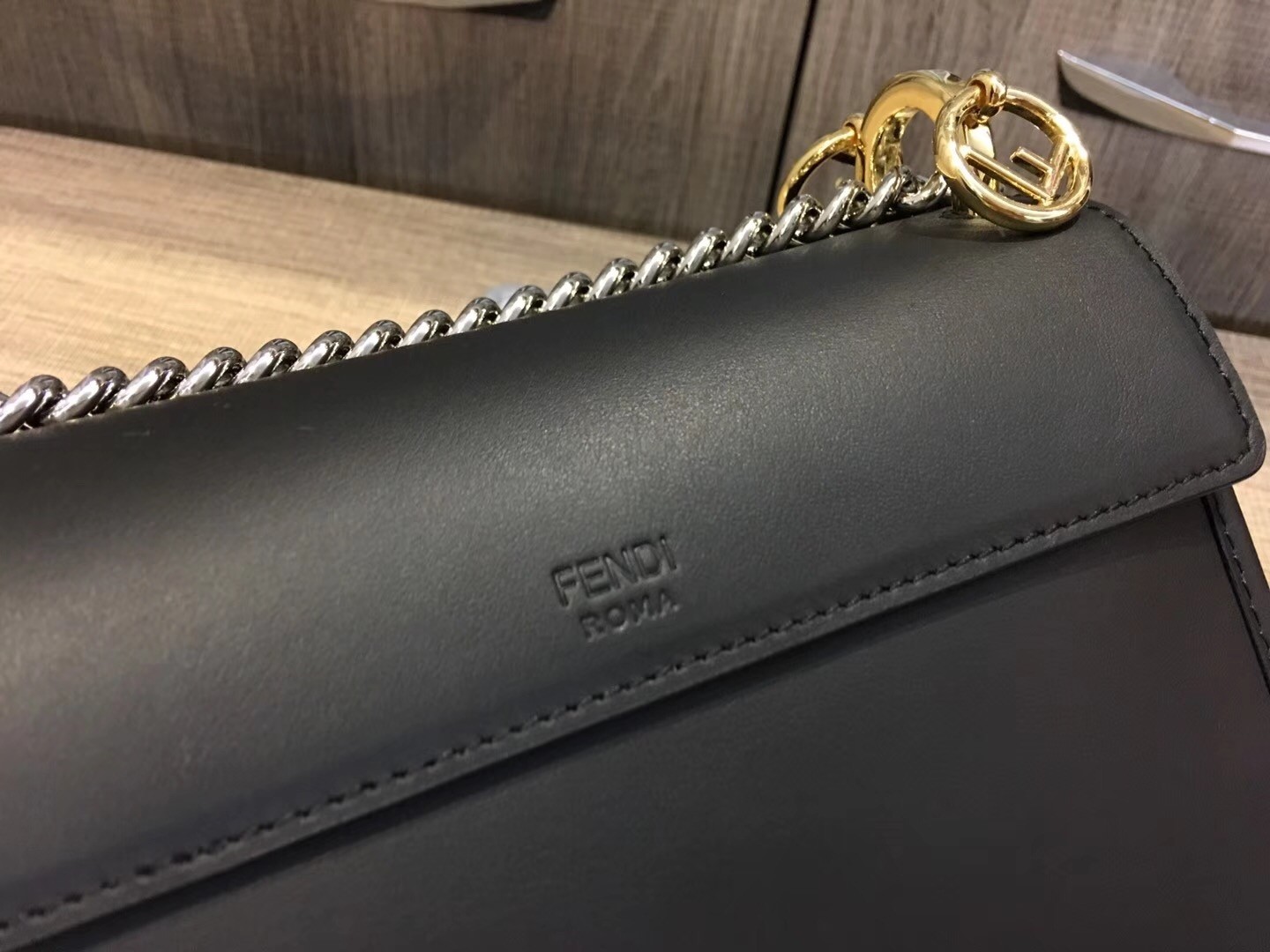 Fendi Small Kan I F Bag In Black Calfskin 442