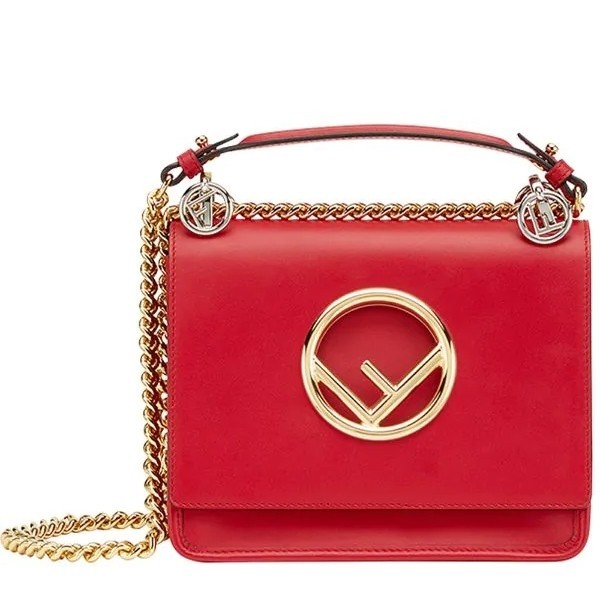 Fendi Small Kan I F Bag In Red Calfskin 473