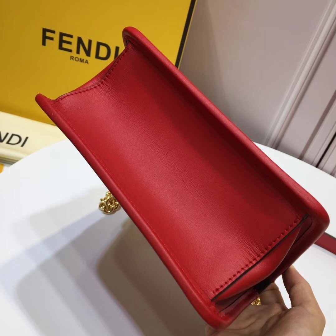 Fendi Small Kan I F Bag In Red Calfskin 473