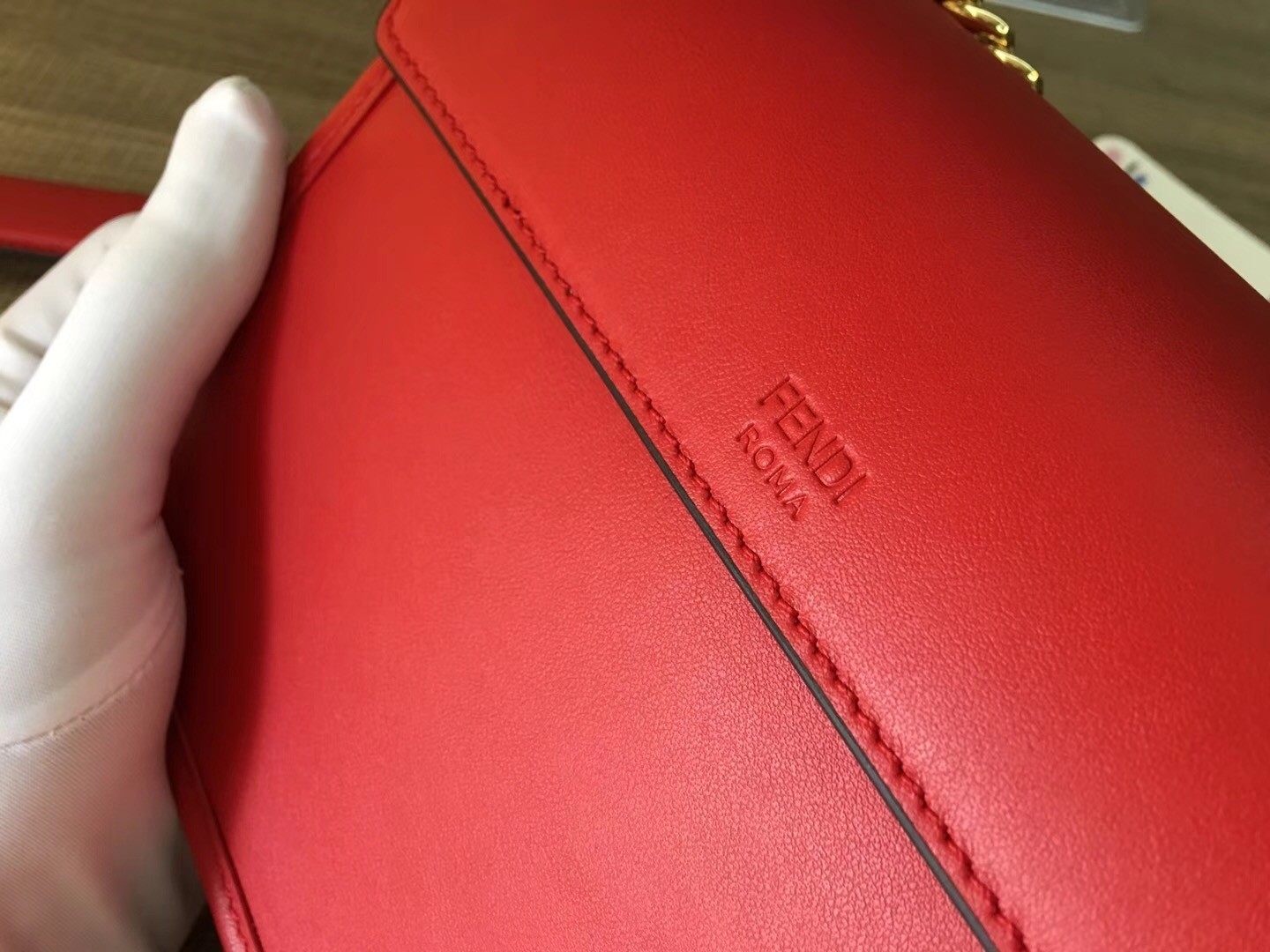 Fendi Small Kan I F Bag In Red Calfskin 473