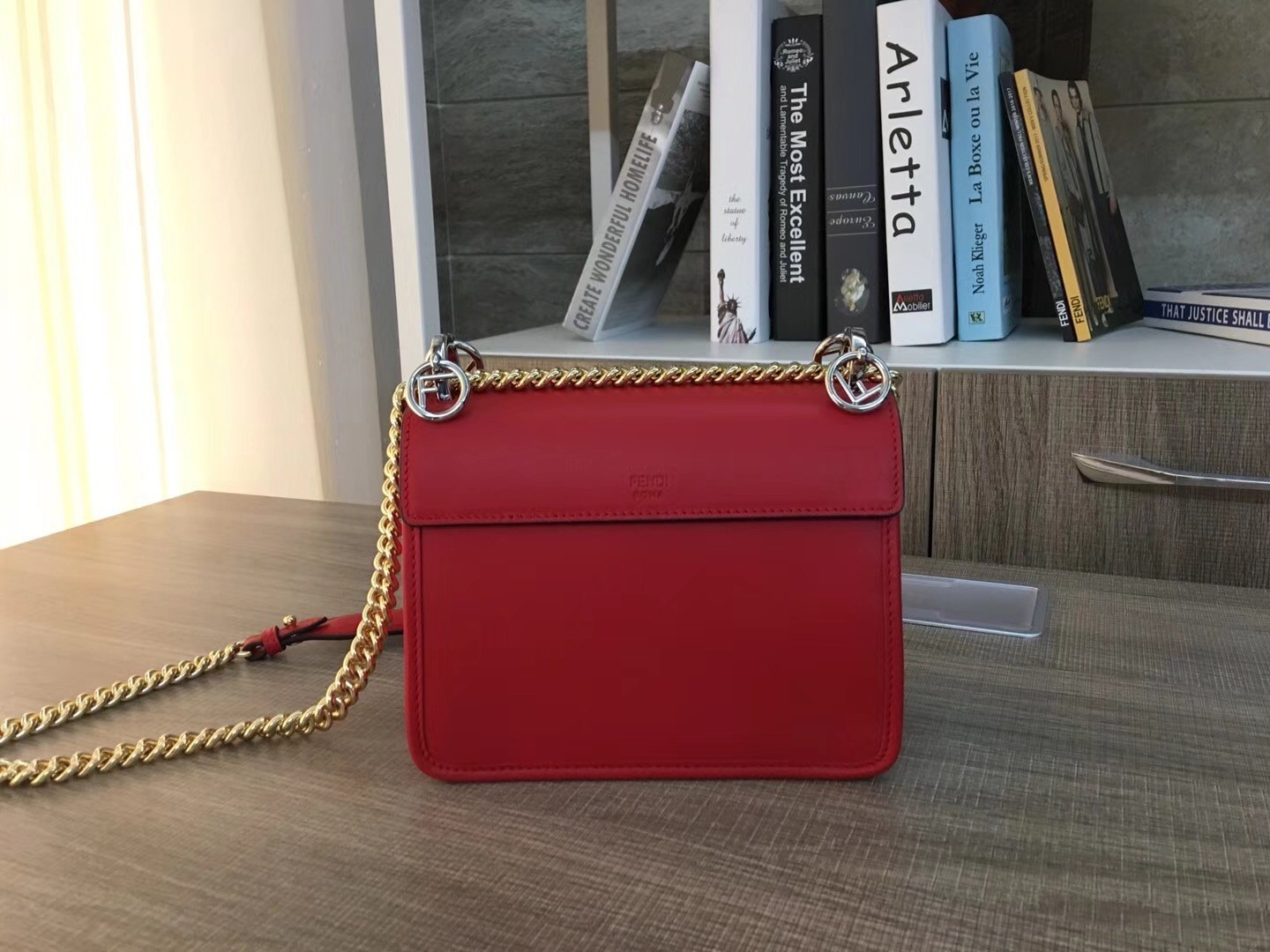 Fendi Small Kan I F Bag In Red Calfskin 473