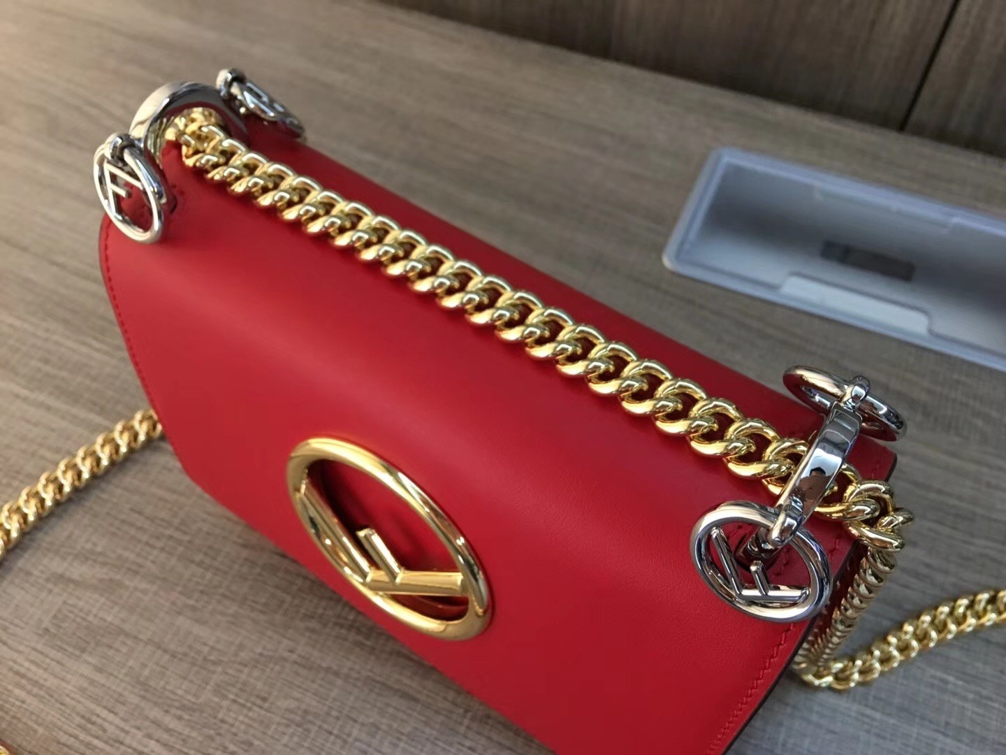 Fendi Small Kan I F Bag In Red Calfskin 473