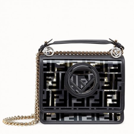 Fendi Black Small Kan I F Bag In Transparent PU 524