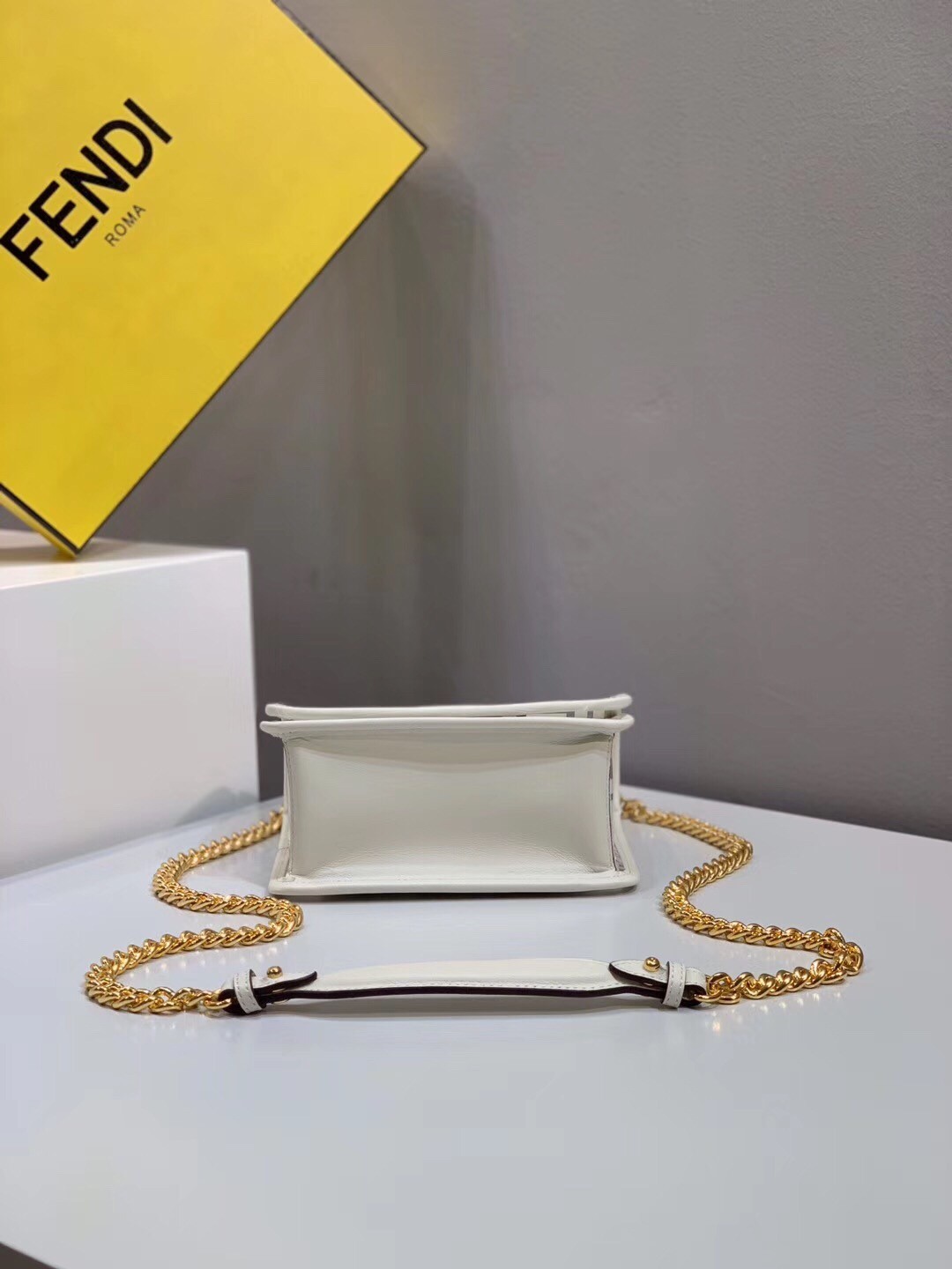 Fendi Small Kan I F Bag In White Transparent PU 555