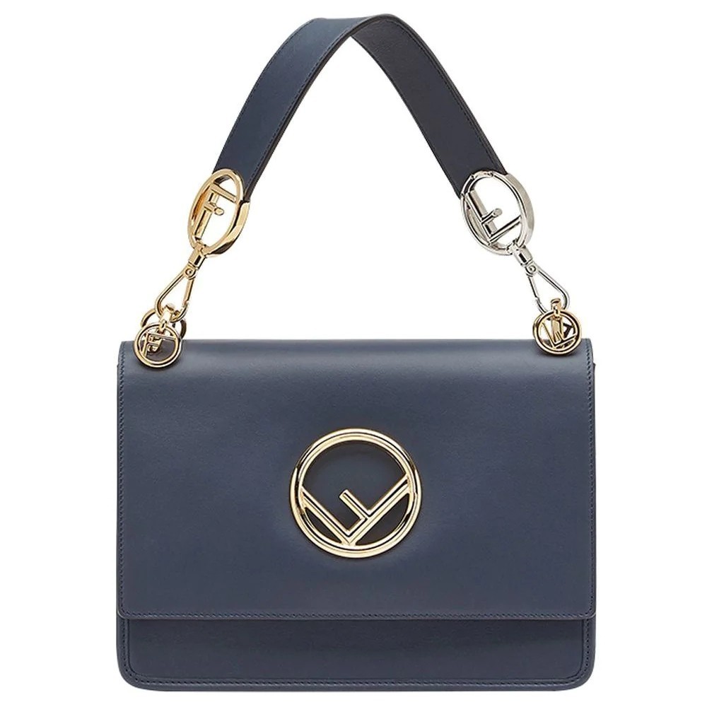 Fendi Kan I F Shoulder Bag In Blue Calfskin 569