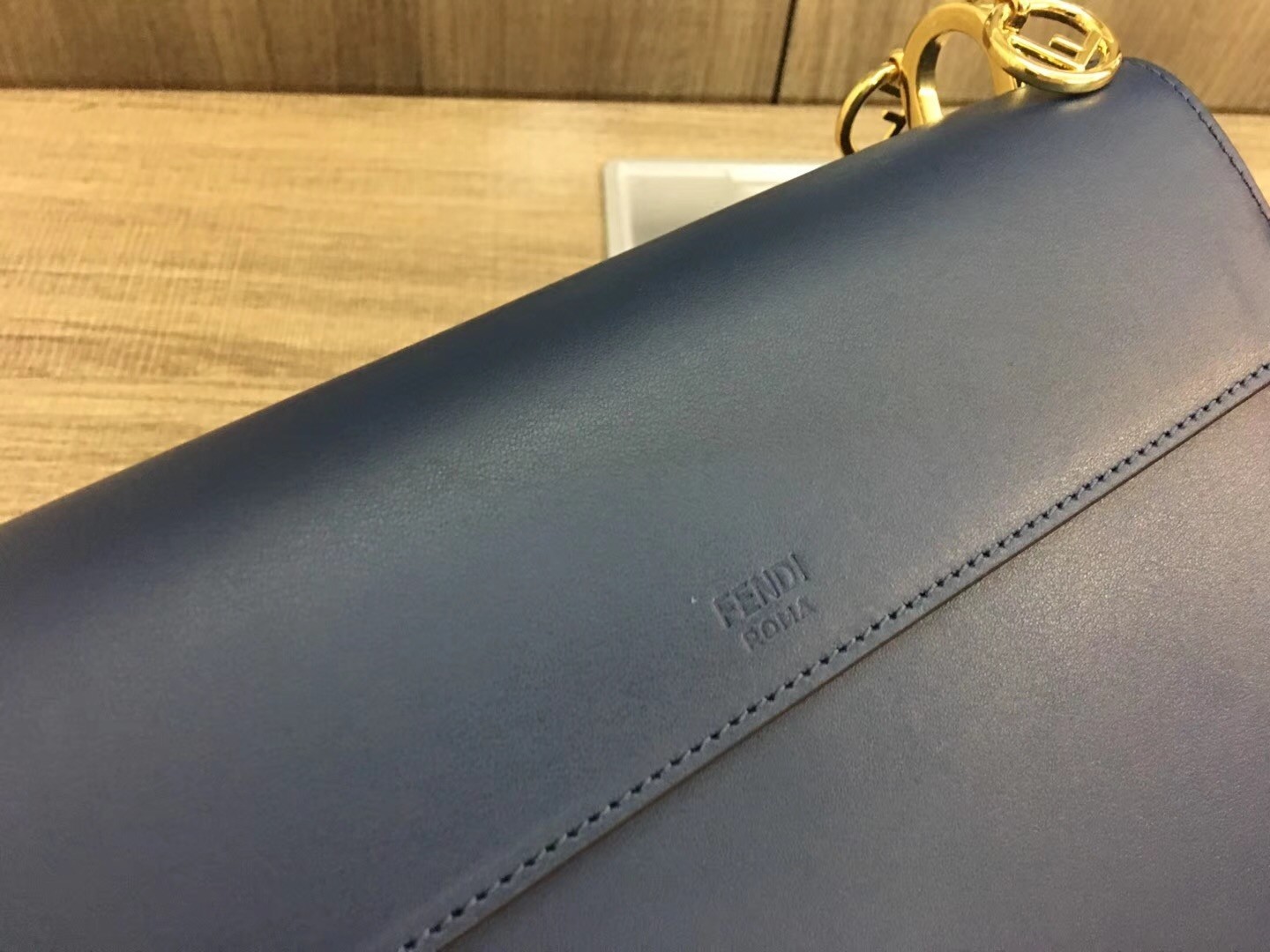 Fendi Kan I F Shoulder Bag In Blue Calfskin 569