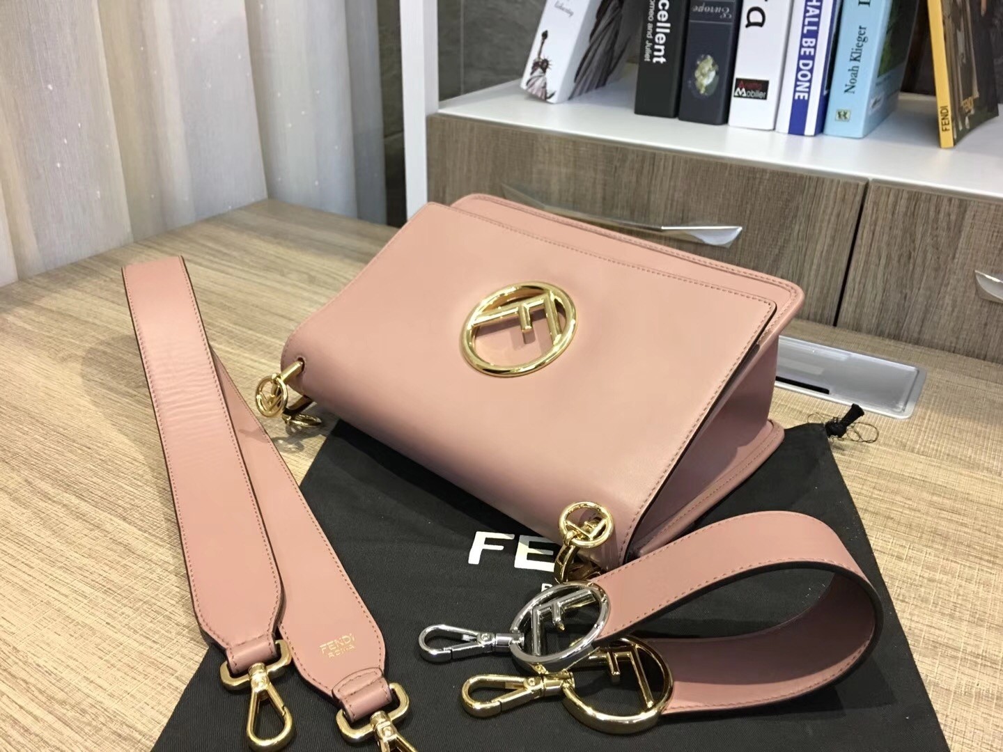 Fendi Kan I F Shoulder Bag In Pink Calfskin 612