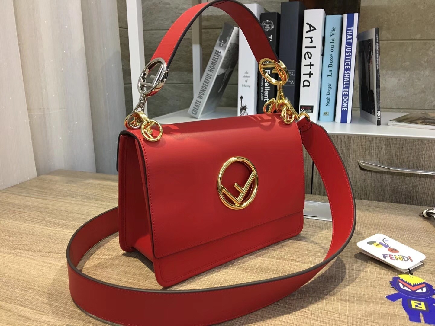 Fendi Kan I F Shoulder Bag In Red Calfskin 627