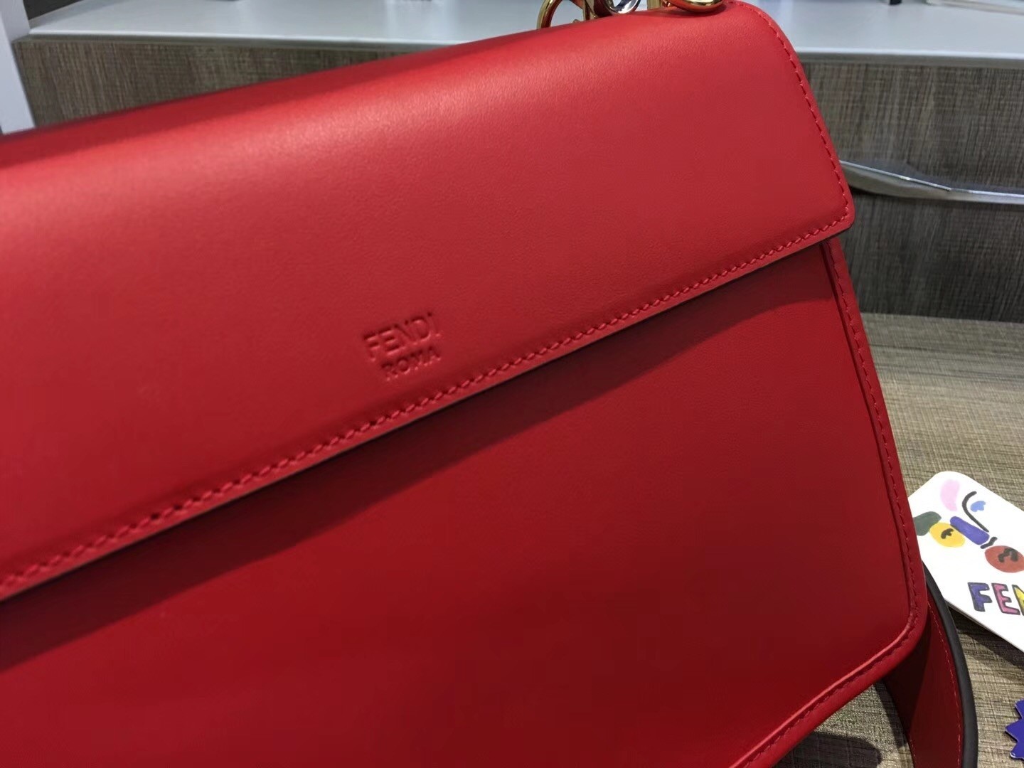 Fendi Kan I F Shoulder Bag In Red Calfskin 627