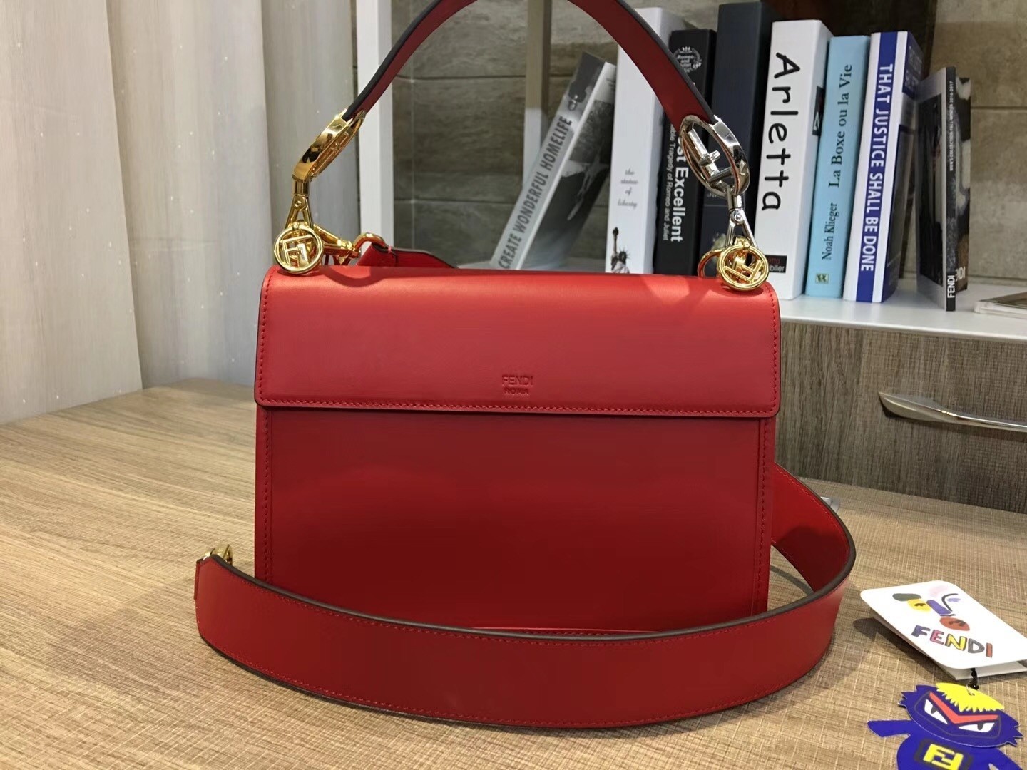 Fendi Kan I F Shoulder Bag In Red Calfskin 627