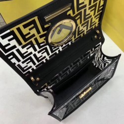 Fendi Black Kan I F Bag In Transparent PU 143