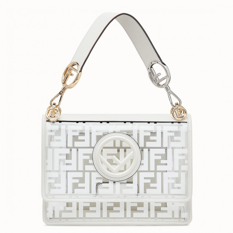 Fendi White Kan I F Bag In Transparent PU 170