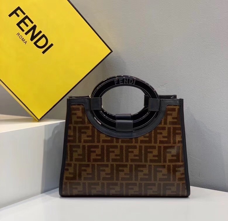 Fendi Small Runaway Shopper Bag In Brown Glazed Fabric 330