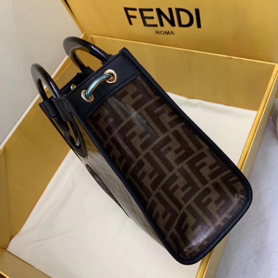 Fendi Small Runaway Shopper Bag In Brown Glazed Fabric 330