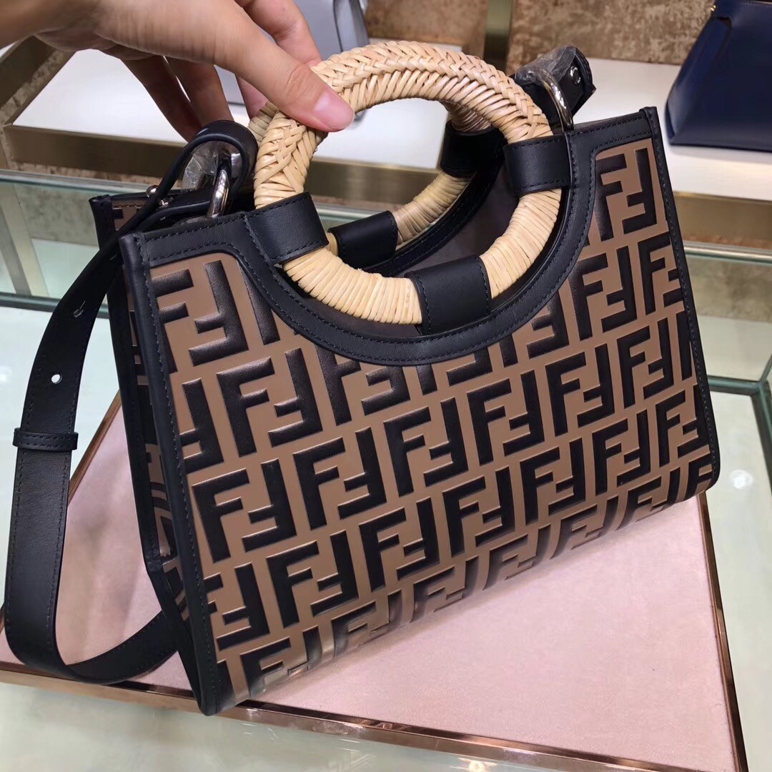 Fendi Brown FF Logo Runaway Shopper Bag 350