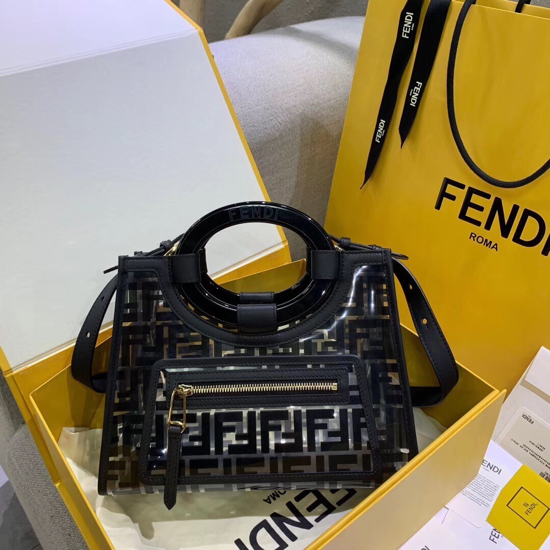 Fendi Black Small PU Runaway Shopper Bag 495