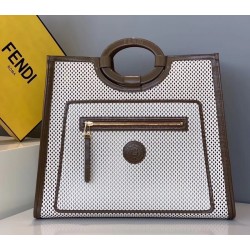 Fendi Large Runaway Shopper Bag In White Perforated Calfskin 023