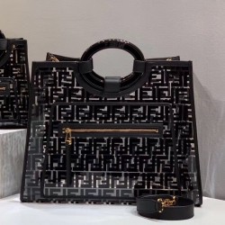 Fendi Black Large PU Runaway Shopper Bag 046