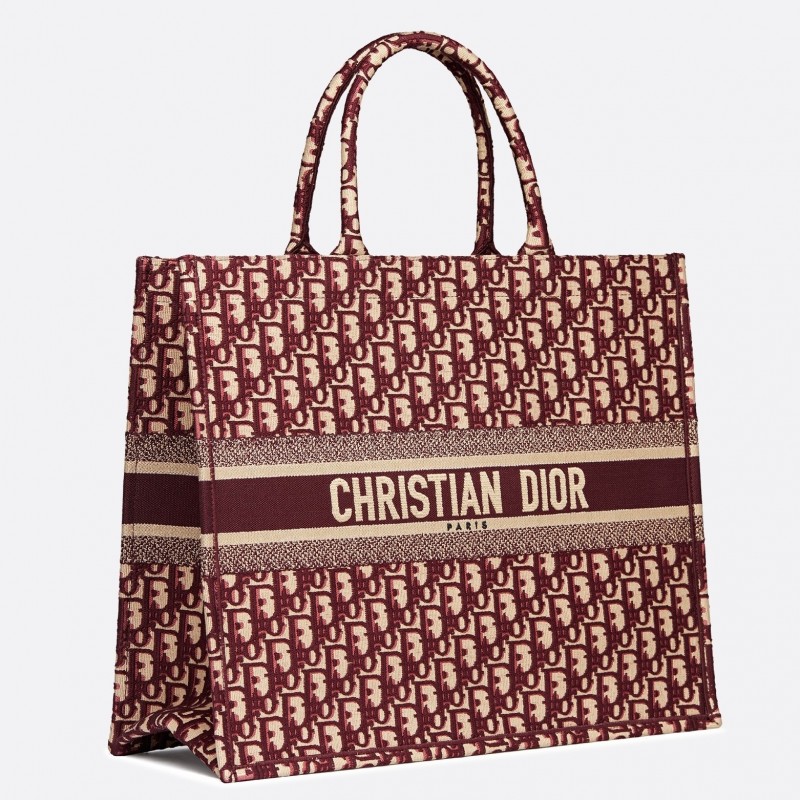 Dior Book Tote Bag In Bordeaux Oblique Canvas 839