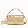 Fendi Baguette Medium Bag In Gold Lambskin With FF Motif 551