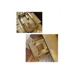 Fendi Baguette Medium Bag In Gold Lambskin With FF Motif 551